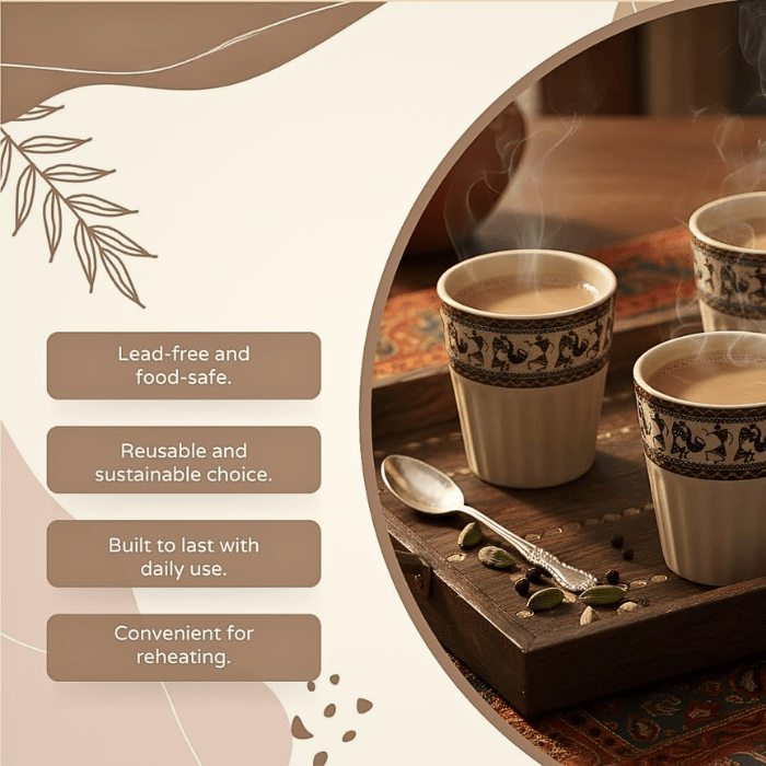 Handmade Ceramic Kulhad Tea Cup Set of 6