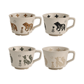 12 oz Vintage Ceramic Coffee Mug Set of 4