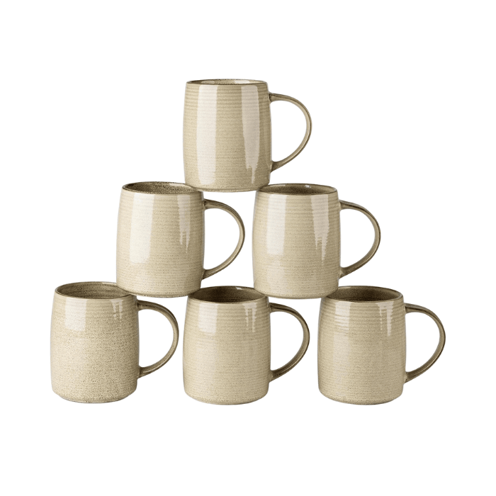 18 oz Handmade Ceramic Mugs with Gradient Reactive Glaze Set of 6