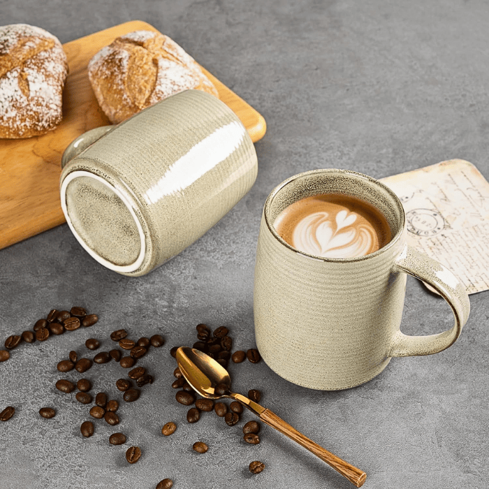 18 oz Handmade Ceramic Mugs with Gradient Reactive Glaze Set of 6