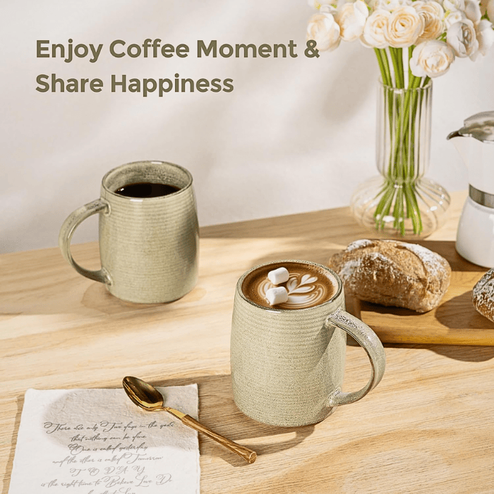 18 oz Handmade Ceramic Mugs with Gradient Reactive Glaze Set of 6