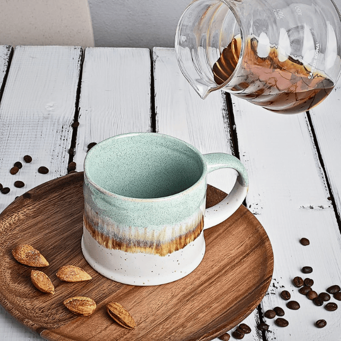 15 oz Stoneware Tea Cups with C-Handle Set of 2