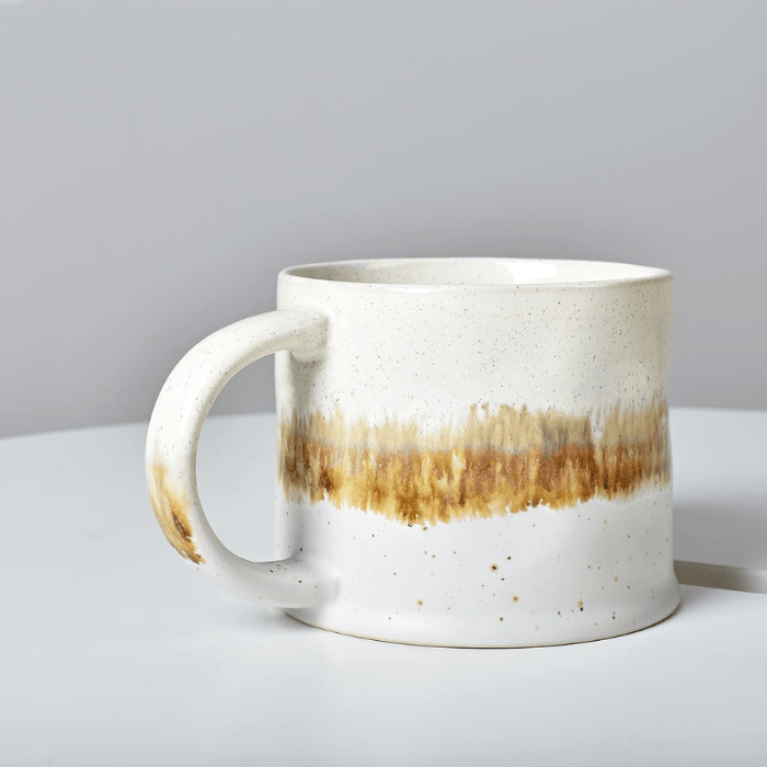 15 oz Stoneware Tea Cups with C-Handle Set of 2