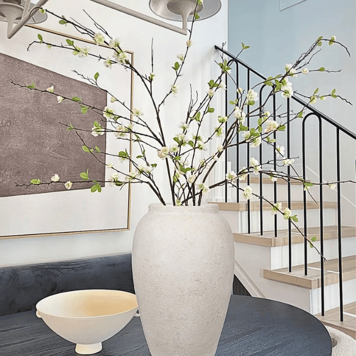 Handcrafted Terracotta Flower Vase – 9.6" Vintage White Ceramic Vase