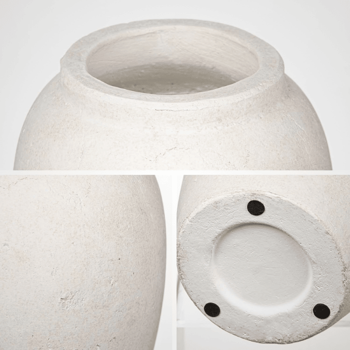 Handcrafted Terracotta Flower Vase – 9.6" Vintage White Ceramic Vase