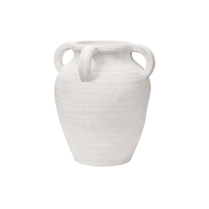 Handcrafted Terracotta Flower Vase – 9.8" Vintage White Ceramic Vase