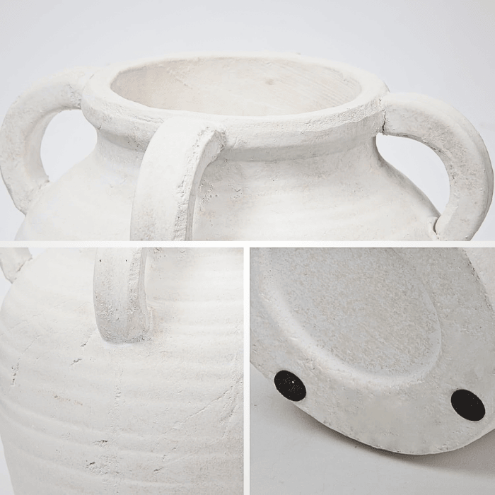 Handcrafted Terracotta Flower Vase – 9.8" Vintage White Ceramic Vase