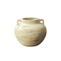 Handmade Beige White Two-Handle Ceramic Vase