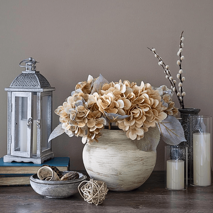 Handmade Beige White Two-Handle Ceramic Vase