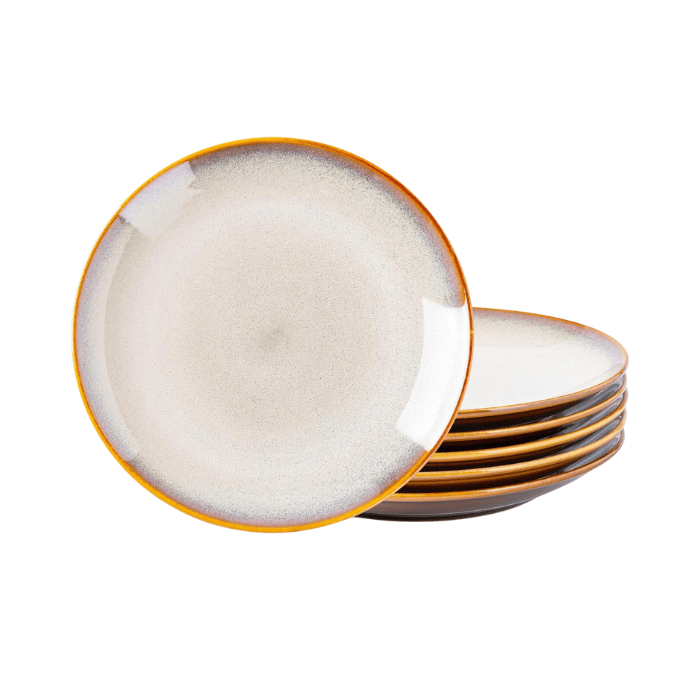 Ceramic Dinner Plates Set of 6 – 10.5" Handmade Reactive Glaze Porcelain Plates
