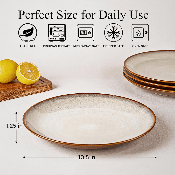 Ceramic Dinner Plates Set of 6 – 10.5" Handmade Reactive Glaze Porcelain Plates