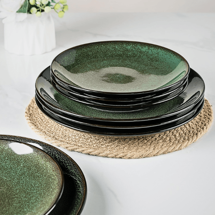 Ceramic Dinner Plates Set of 6 – 10.5" Handmade Reactive Glaze Porcelain Plates