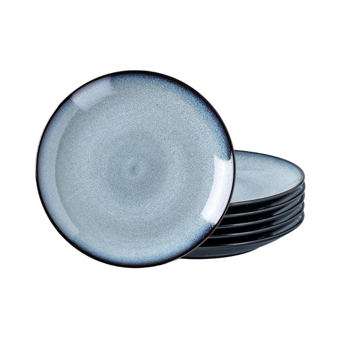 Ceramic Dinner Plates Set of 6 – 10.5" Handmade Reactive Glaze Porcelain Plates