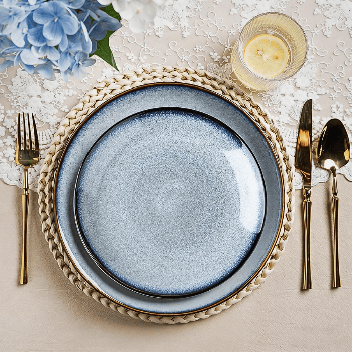 Ceramic Dinner Plates Set of 6 – 10.5" Handmade Reactive Glaze Porcelain Plates