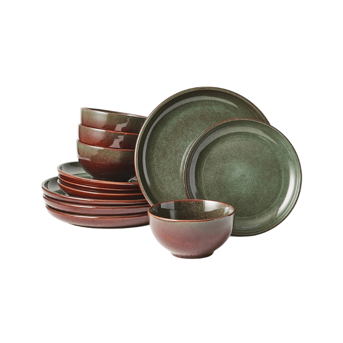 Terracotta Reactive Glaze Plates and Bowls Set