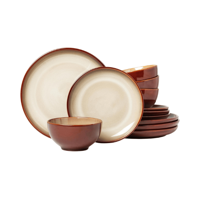 Terracotta Reactive Glaze Plates and Bowls Set